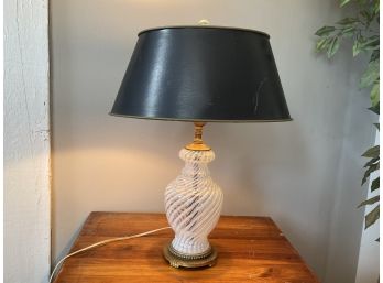 Antique Fenton Opalescent Optic Swirl Stripe Art Glass Lamp