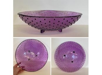 Gorgeous Purple Glass Hobnail Style Serving Bowl