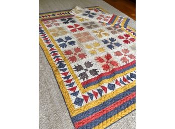 A Pair Of Twin Size Vintage Handmade Patchwork Quilts - Bear Paw