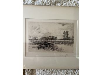 Sir Francis Seymour Haden (1818-1919) A Water Meadow - Etching - 1859 - Signed Lower Right
