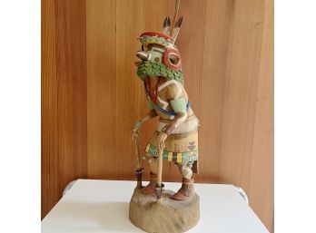 Native American Carved Wood Kachina By Silas Roy - 18'H