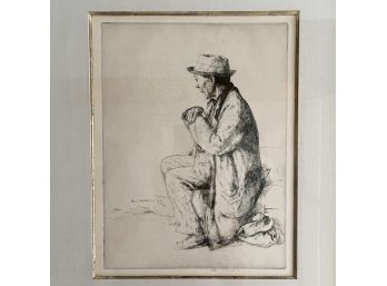 William Auerbach-Levy - 1920 - The Emigrant - Signed Lithograph - Framed And Matted