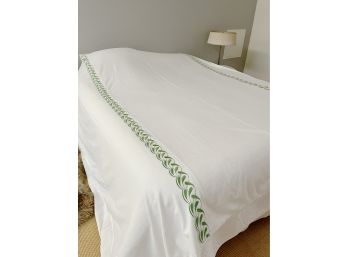 Finest Quality Egyptian Cotton Embroidered King Size Coverlet And Top Sheet