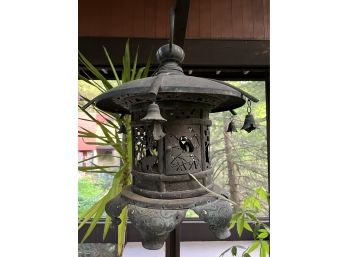Wow - An Antique Asian Metal Lantern - Dramatic With Organic Detailing - One Of A Kind