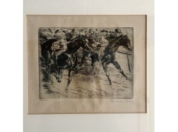 A Randall Davey (Am 1887-1964) Antique Etching - 50 Proofs - Horse Race - Framed And Matted