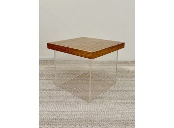 Paul Rudolph- Small Art Pedestal / Drinks Table - Lucite And Box Match Zebra Wood  - 3 Of 4