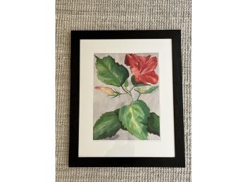 Original Watercolor Hibiscus - Todd Stone - 1992 - Framed And Matted