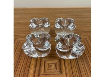 Vintage 70s Baccarat Crystal Daisy Candle Holders - Set Of 4
