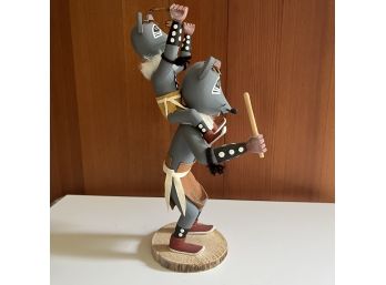 A Signed Kachina - Mouse - With Child Mouse On Shoulders - Unusual