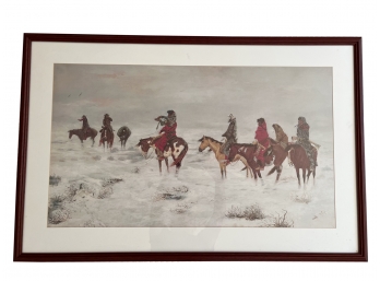 Lost In A Snowstorm 1888 By Charles M Russell - Framed And Matted Giclee