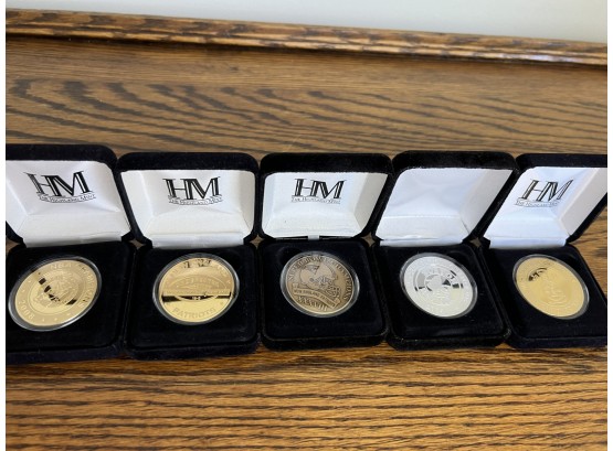 The Highland Mint Collection Of Commemorative Boston Sports Teams Coins: Patriots, Red Sox, Celtics, Bruins