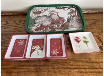 Trio Of Holiday Theme Serving Platters
