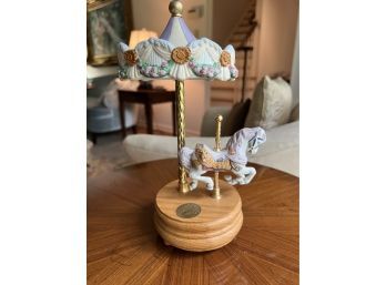Willit's Designs Bisque Porcelain Carousel Horse Music Box, Plays 'Tales From The Vienna Woods'