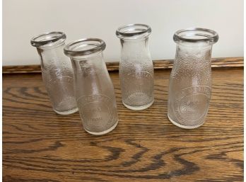 Set Of Four Reproduction Glass Milk Bottle Bud Vases