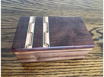 Signed Rainbow Wood Inlay Box