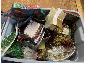 Assortment Of Christmas Holiday Decorative Beads, Garlands Boxes & More