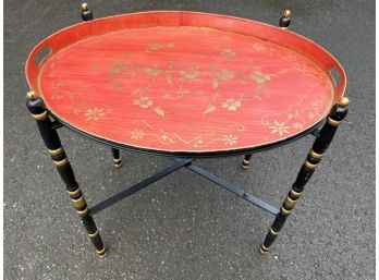 Antique Red & Hand-Gilded Tray Table