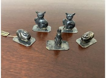 Collection Of Five Domex Portugal Animal Figurine Miniatures, Rabbits & Cats