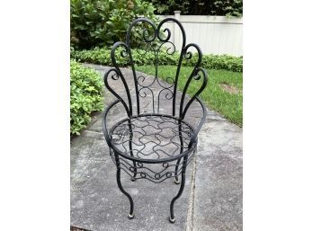 Wrought Iron Chair Form Plant Stand
