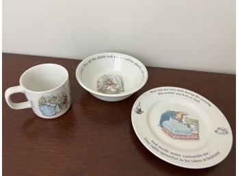 Wedgwood English Pottery Beatrix Potter 'Peter Rabbit' Pattern Teacup, Saucer & Bowl
