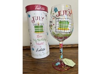 July Birthday Celebratory Wine Glass