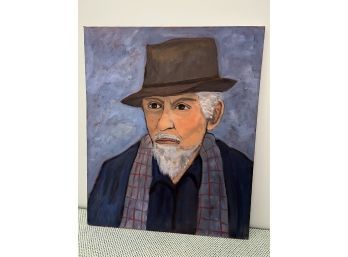 Martin Finn (American, 1925-2018) Oil On Canvas: Man In Hat & Scarf