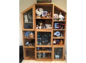 Blonde Wood & Glass Display Cabinet