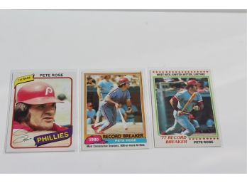 3 Topps Pete Rose Cards  - 1978, 1980, 1981