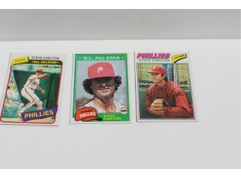 3 Topps Steve Carlton Cards - 1977, 1980, 1981 All-Star