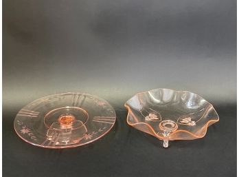 Pink Depression Glass Platters