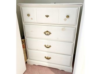 Vintage White Stained Pine Four Drawer Dresser
