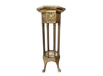 Heavily Decorated Brass Footed Jardinire Stand