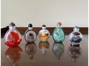 Fantastic  Collection Of Vintage Asian Snuff Bottles With Stoppers - Set 2
