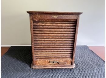 Antique Macey Oak Filing Cabinet With Tambour Door