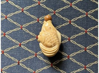 Possibly Asian Antique Carved Fish Snuff With Stopper