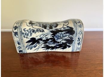 Vintage Possibly Antique Chinese Traditional Blue And White Porcelain Pillow