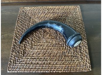Vintage Beautifully Decorated Black Horn