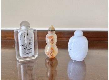 Fantastic  Collection Of Vintage Asian Snuff Bottles With Stoppers - Set 5