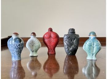 Fantastic  Collection Of Vintage Asian Snuff Bottles With Stoppers - Set 3