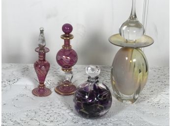 4 Pc Set Of Beautiful Vintage Perfume Bottles