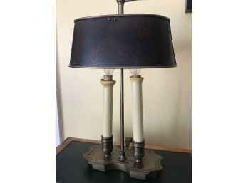 Vintage Bouilotte Style Double Candlestick Table Lamp - Metal Shade