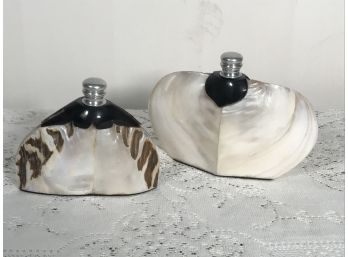 2 Piece Set Of Vintage Art Deco Look Perfume Bottles -  Shell Base
