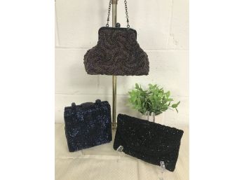 3 PC Beaded Evening Bag Assorted Collection - Inge Christopher, Charlet And Aalborg