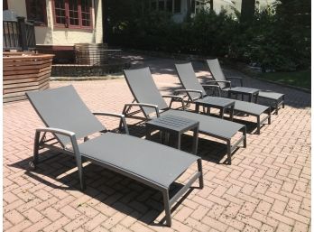 Lloyd Flanders Aluminum Chaise Lounges And Side Tables 7pc Set - 1 Year Old, Originally $4450