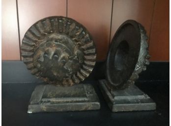 Vintage 1940s Industrial Steampunk Cast Iron Gear Bookends - Similar Selling For $650