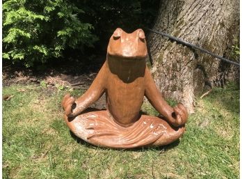 Meditative Cast Stone Zen Frog Statue  - 18' Tall   Similar Sell New For  $340