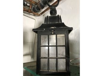 Outdoor Rustic Black Metal Lantern Light Fixture With Glass, 7'wide Square, 11'D, 20'H