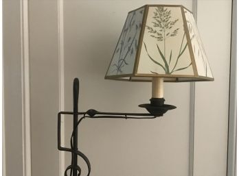Vintage Metal Floor Lamp With Floral Print Shade - 64'H