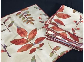 18pc Linen Fabric Leaf Themed Napkins, 17.75' Square, Appear Unused