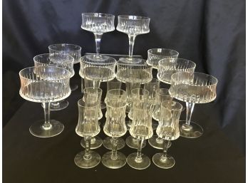 Royal Doulton 'Sonnet' Crystal Glasses - 22pc Lot -Champagne And Cordials  $350 Value